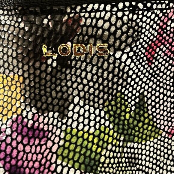 LODIS Floral Metallic Wristlet Pouch New without Tags - Picture 3 of 4